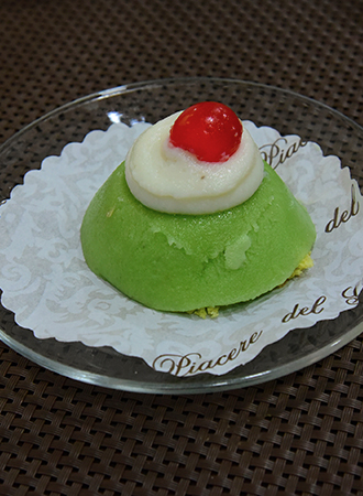 Sweet pastry cassata siciliana served at a bar in Palermo