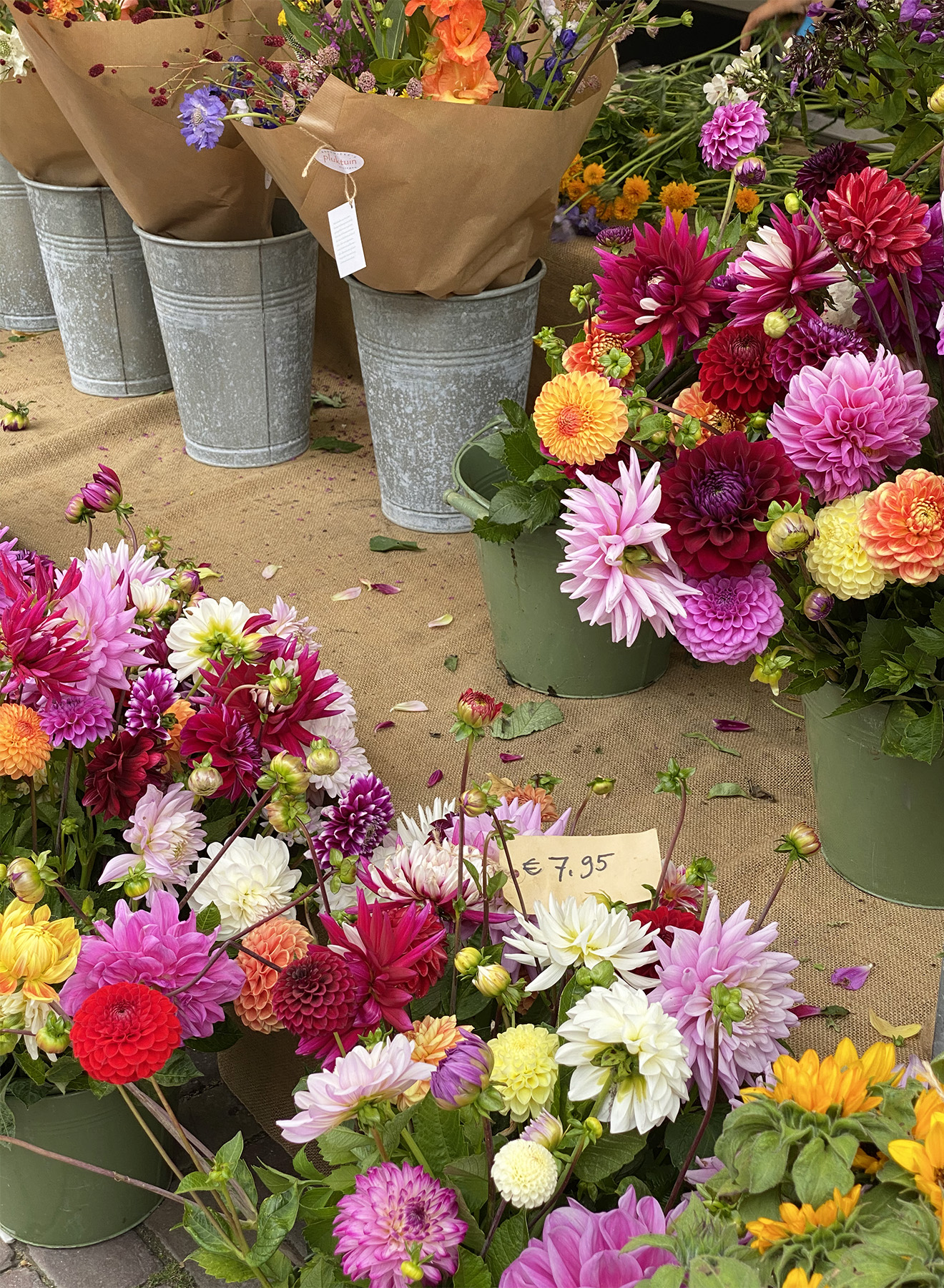 Bouquet of flowers at the Noordermarkt fair in Amsterdam