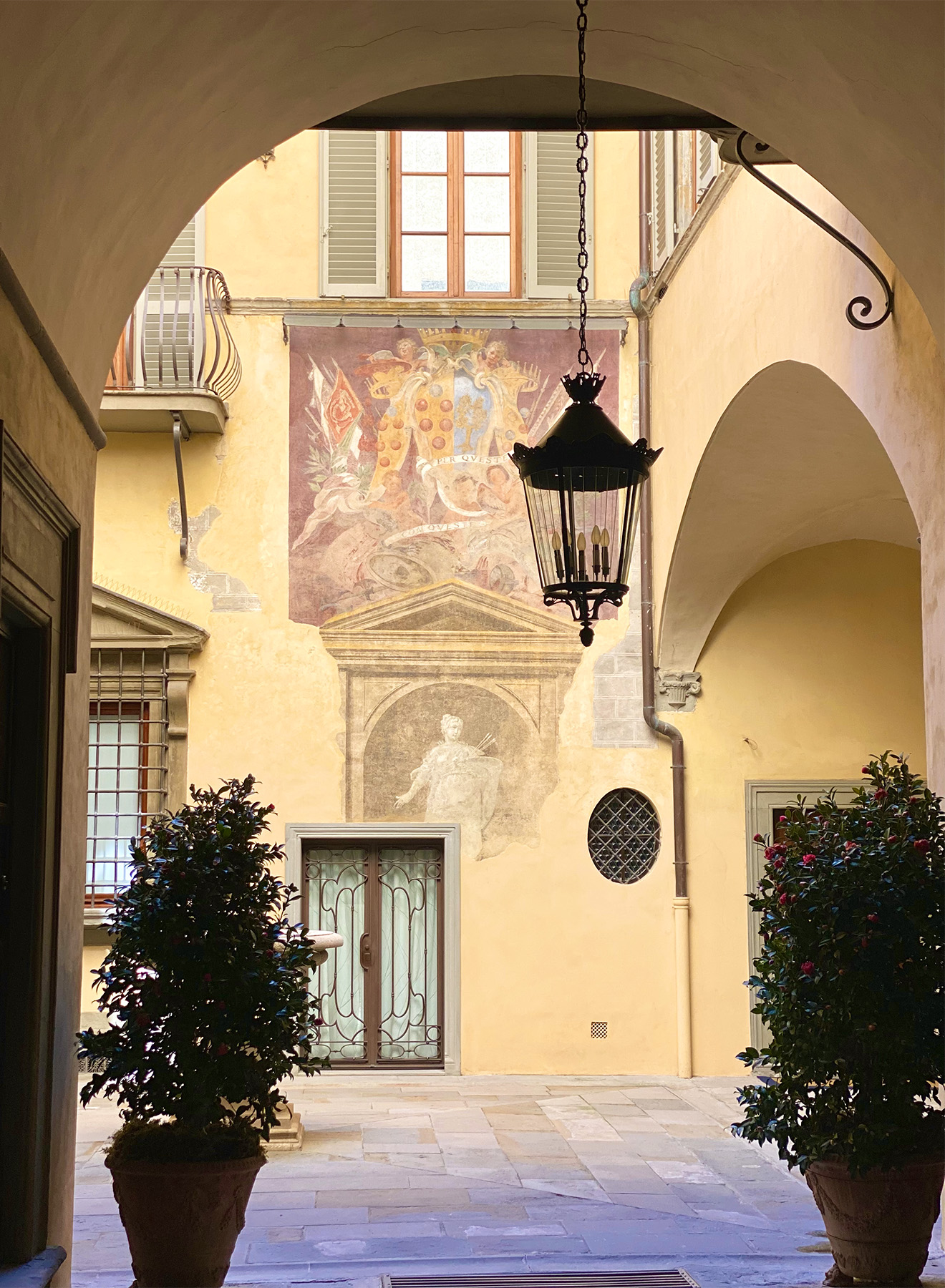 Details of a palace frescoes in the city center of Florence