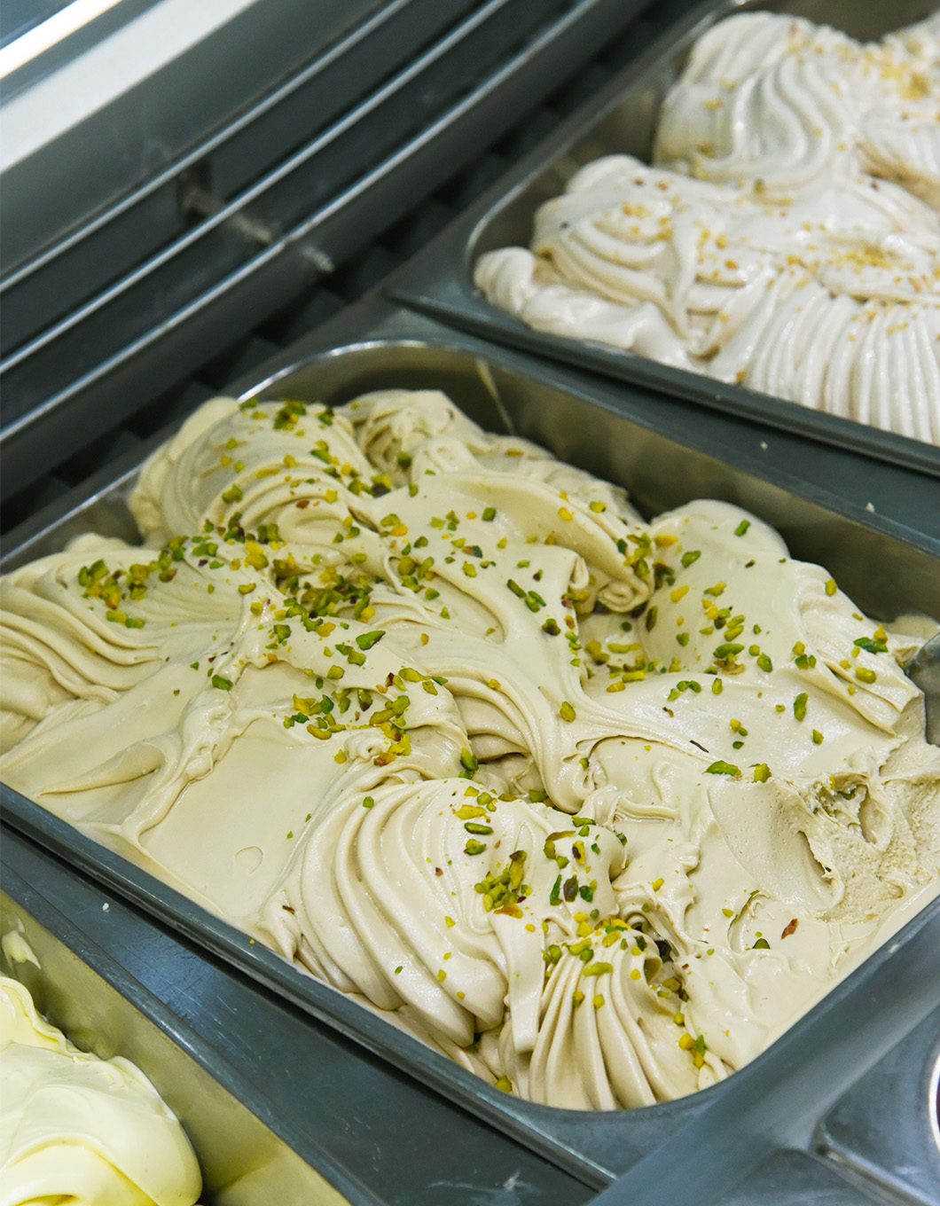 The best-seller flavour pistacchio at the gelateria B.ICE in Florence 