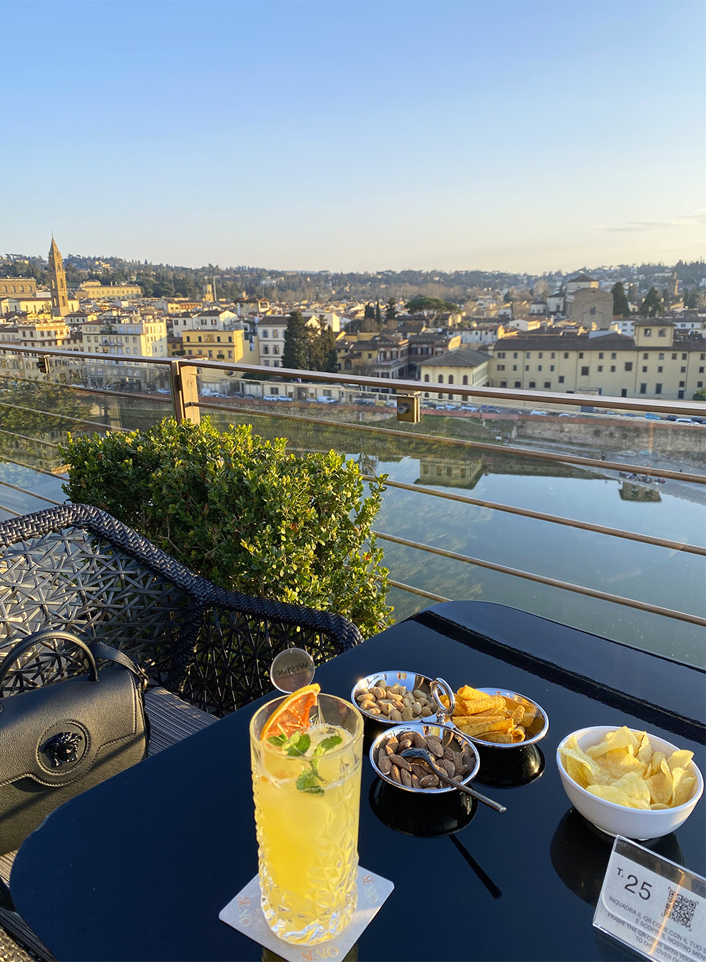 Sunset and aperitivo time at Sesto rooftop in Florence